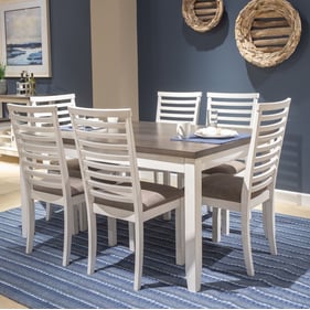 Liberty Brook Bay Textured White Carbon Grey Rectangular 7pc Dining Room Se...