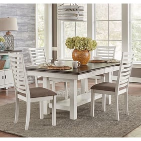 Liberty Brook Bay Textured White Carbon Grey 5pc Dining Room Set With Ladde...