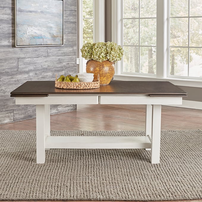 Liberty Brook Bay Textured White Carbon Grey Trestle Table LBRT-182-4094-TBL