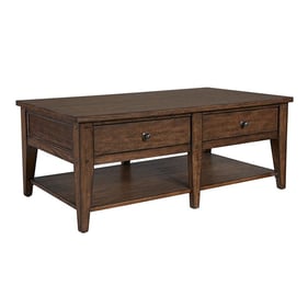 Liberty Lake House Rustic Brown Oak Cocktail Table