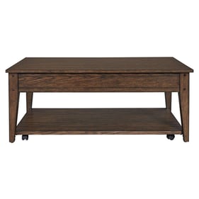 Liberty Lake House Rustic Brown Oak Lift Top 3pc Coffee Table Set