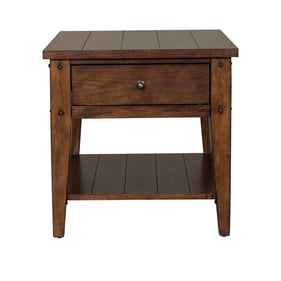 Liberty Lake House Rustic Brown Oak End Table