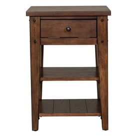 Liberty Lake House Rustic Brown Oak Chair Side Table