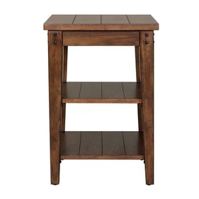 Liberty Lake House Rustic Brown Oak Tiered Table