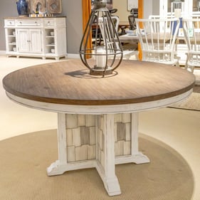 Liberty River Place Riverstone White Tobacco Round Pedestal Table