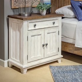 Liberty River Place Riverstone White Tobacco Bedside Chest with Charging St...