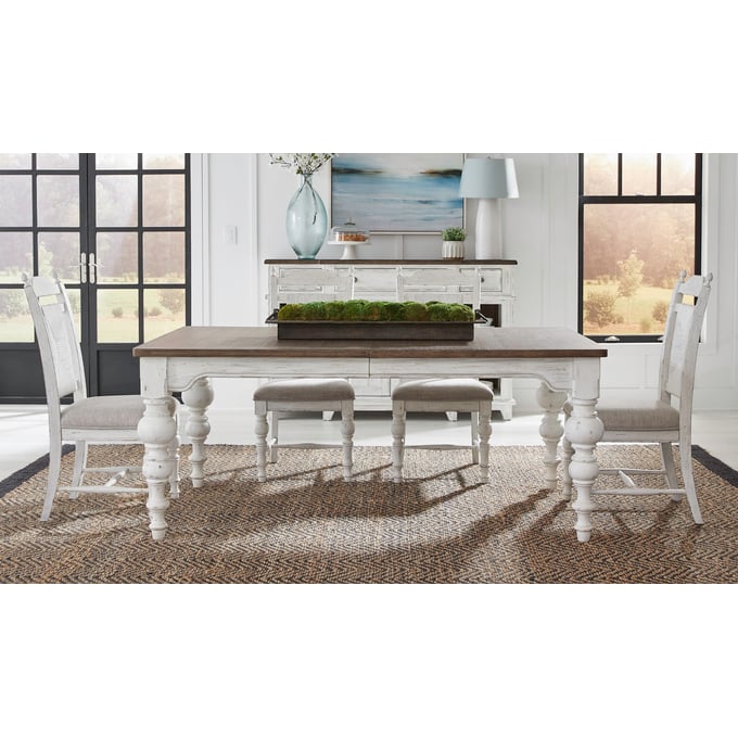 Liberty River Place Riverstone White Tobacco 5pc Rectangular Table Set LBRT-237-DR-5RLS