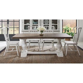 Liberty River Place Riverstone White Tobacco 5pc Trestle Table Set