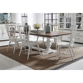 Liberty River Place Riverstone White Tobacco 7pc Trestle Table Set