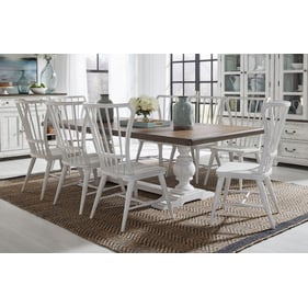 Liberty River Place Riverstone White Tobacco 9pc Trestle Table Set