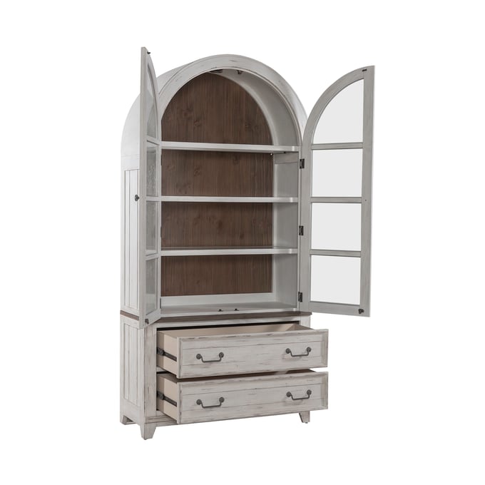 River Place Curio Cabinet In Riverstone White and Tobacco by Liberty