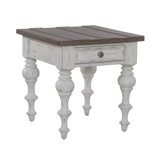 Liberty River Place Riverstone White Tobacco End Table LBRT-237-OT1020