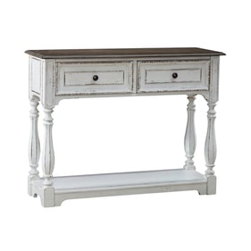 Liberty Magnolia Manor Antique White Weathered Bark Hall Console Table