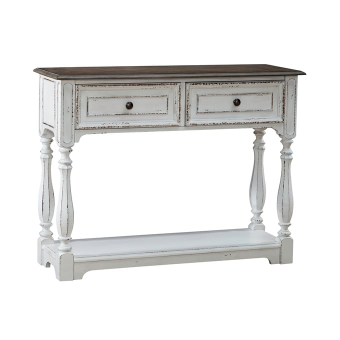 Liberty Magnolia Manor Antique White Weathered Bark Hall Console Table LBRT-244-AT2003