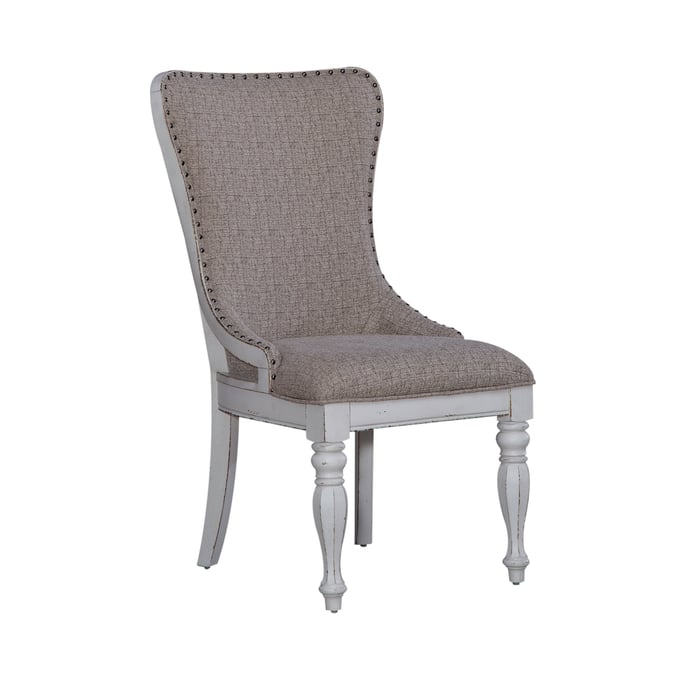 2 Liberty Magnolia Manor Antique White Weathered Bark Upholstered Wing Back Side Chairs LBRT-244-C6501S