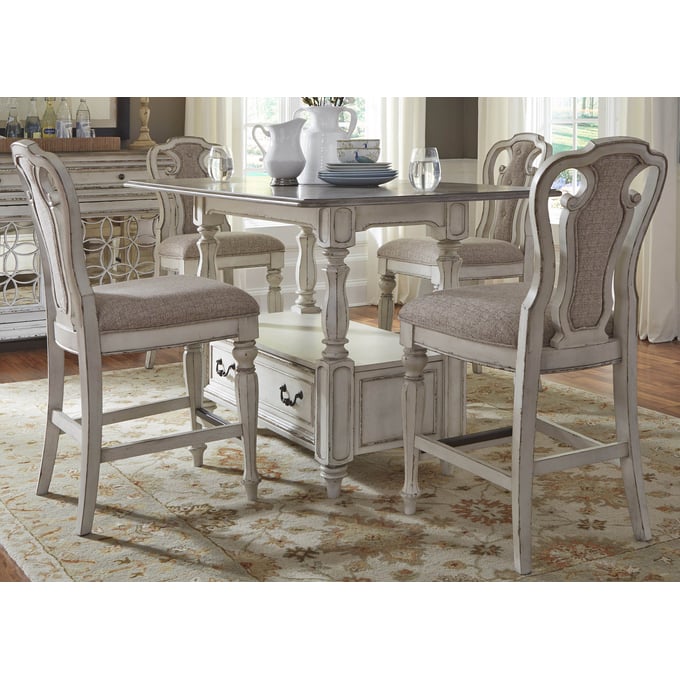 Liberty Magnolia Manor White Gathering 5pc Counter Table Set LBRT-244-DR-5GTS