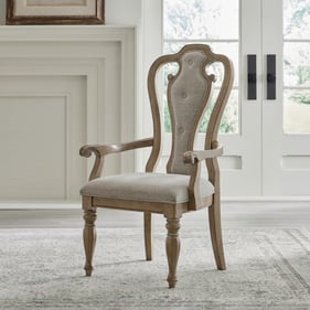 2 Liberty Magnolia Manor Weathered Bisque Splat Back Upholstered Arm Chairs