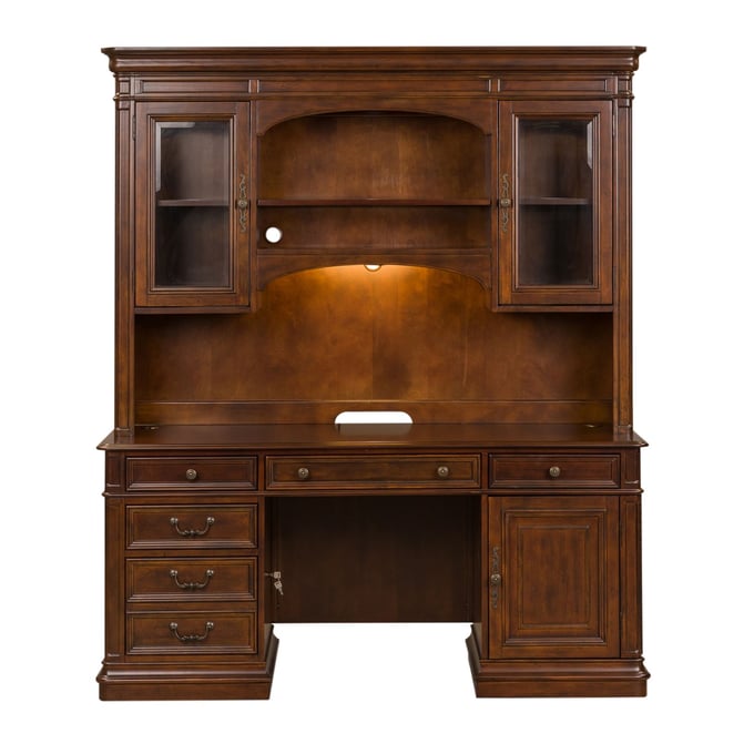 Liberty Brayton Manor Jr Cognac Executive Credenza with Hutch LBRT-273-HOJ-JEC