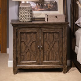 Liberty Paradise Valley Saddle Brown 2 Door Bedside Chest with Charging Sta...