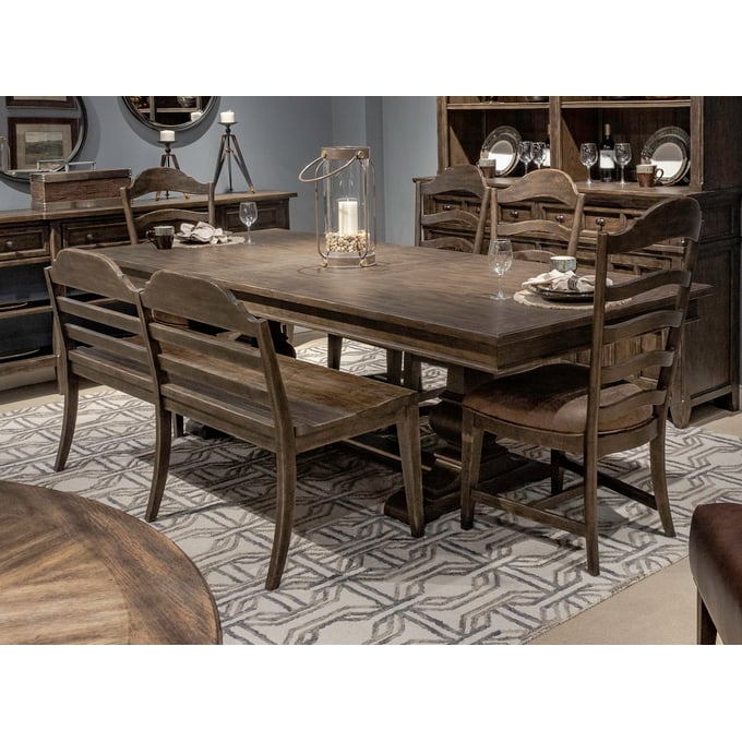 Liberty Paradise Valley Saddle Brown 6pc Trestle Table Set LBRT-297-DR-6TRS