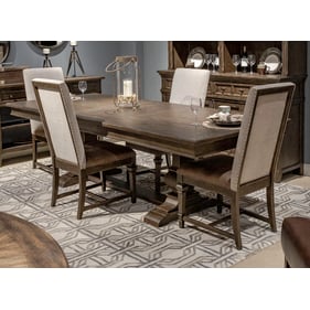 Liberty Paradise Valley Saddle Brown 5pc Trestle Table Set with Upholstered...