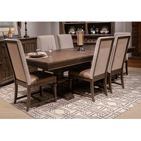 Liberty Paradise Valley Saddle Brown 7pc Trestle Table Set with Upholstered...