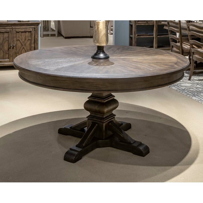 Liberty Paradise Valley Saddle Brown Round Pedestal Table LBRT-297-DR-PED