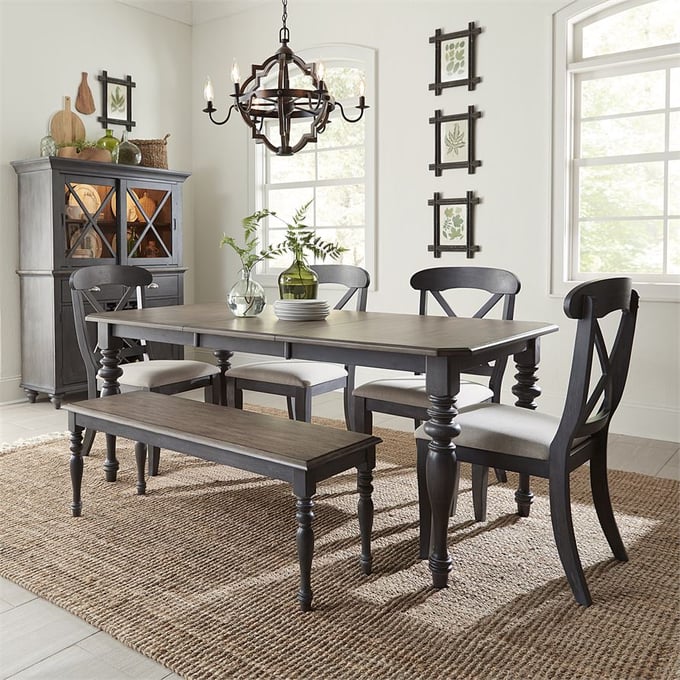 Liberty Ocean Isle Black 6pc Dining Room Set with X Back Chair LBRT-303G-CD-6RTS