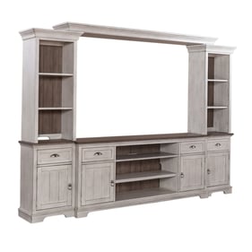 Liberty Ocean Isle Antique White Weathered Pine Entertainment Center with P...