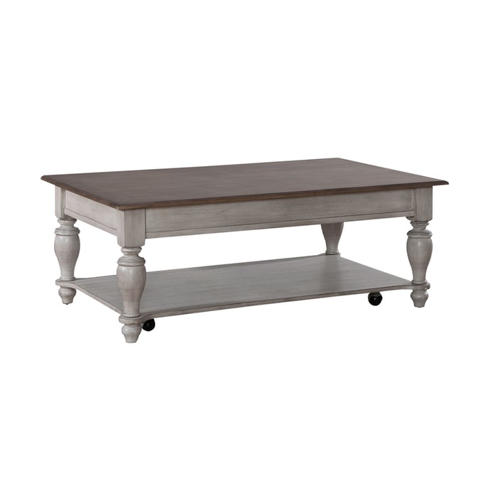 Liberty Ocean Isle Antique White Weathered Pine Rectangular Cocktail Table LBRT-303W-OT1010