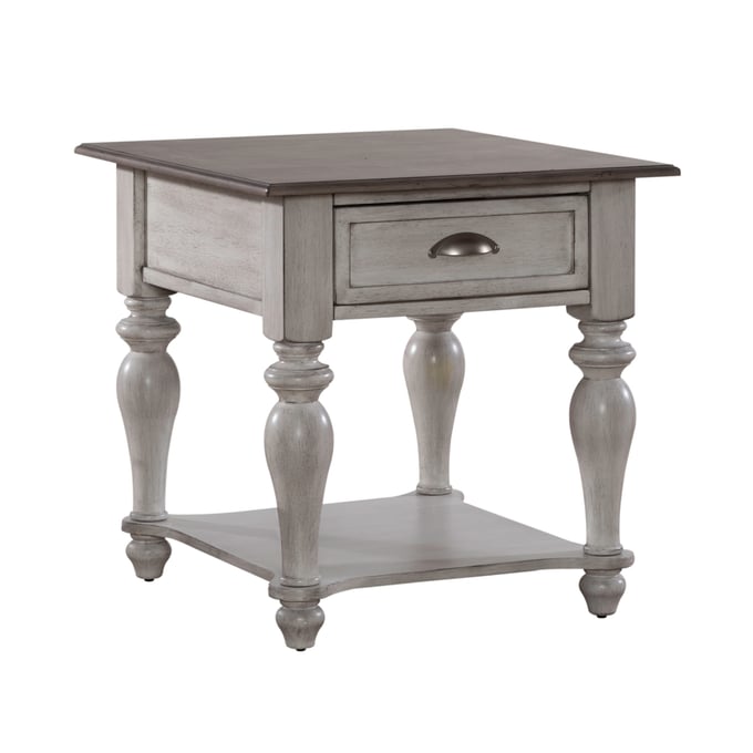 Liberty Ocean Isle Antique White Weathered Pine Drawer End Table LBRT-303W-OT1020