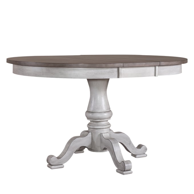 Liberty Ocean Isle Antique White Weathered Pine Single Pedestal Table LBRT-303W-4254-TBL