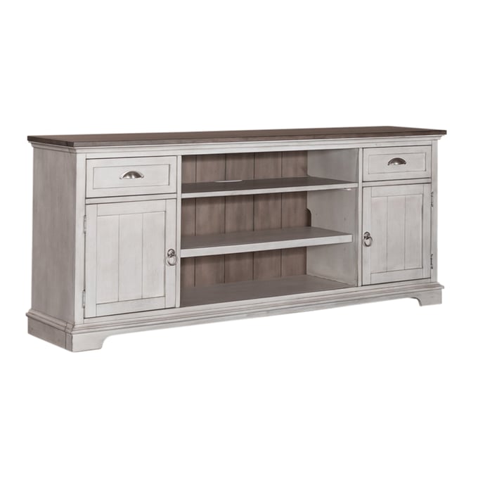 Liberty Ocean Isle Antique White Weathered Pine 72 Inch Entertainment TV Stand LBRT-303W-TV72