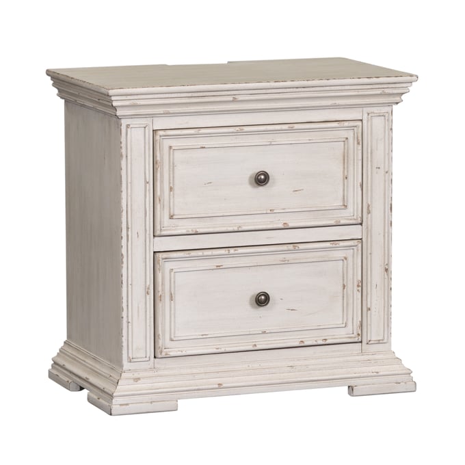 Liberty Big Valley Whitestone 2 Drawers Night Stand with Charging Station LBRT-361W-BR61