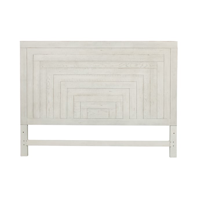 Liberty Modern Farmhouse White Distressing King Panel Headboard LBRT-406W-BR15