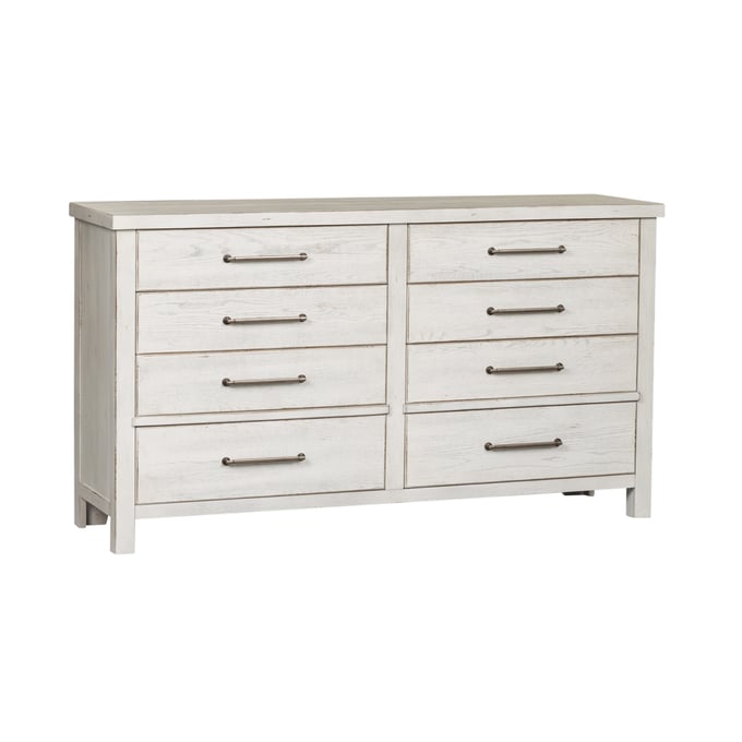 Liberty Modern Farmhouse White Distressing 8 Drawer Dresser LBRT-406W-BR31