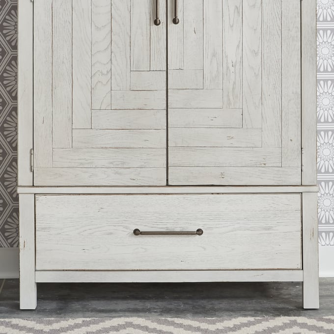 Liberty Modern Farmhouse White Distressing Armoire Base LBRT-406W-BR43B