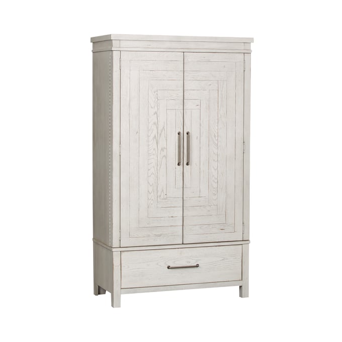 Liberty Modern Farmhouse White Distressing Armoire LBRT-406W-BR-ARM