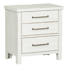 Liberty Modern Farmhouse White Distressing 3 Drawer Night Stand