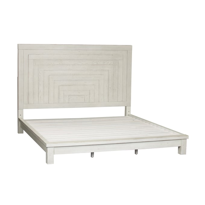 Liberty Modern Farmhouse White Distressing King Platform Bed LBRT-406W-BR-KPL