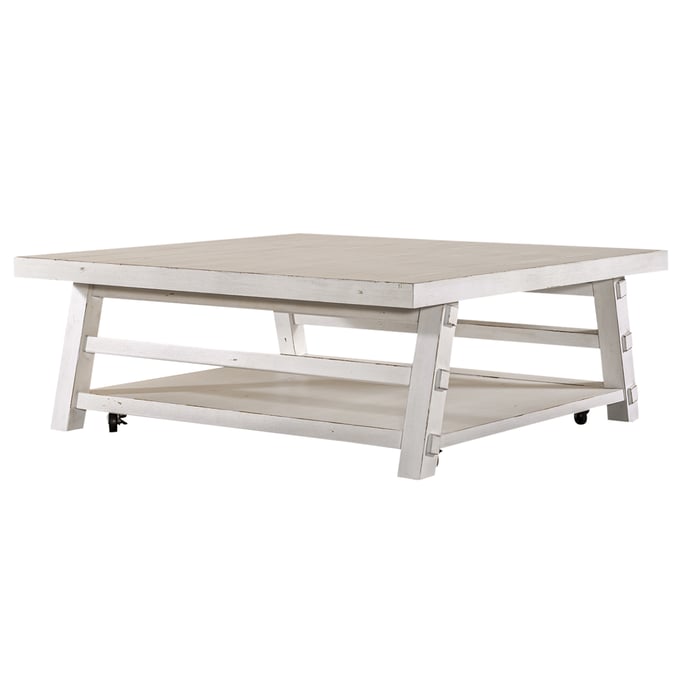 Liberty Modern Farmhouse White Oversized Square Cocktail Table LBRT-406W-OT1014