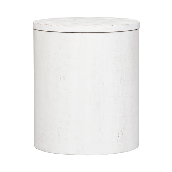 Liberty Modern Farmhouse White Drum End Table LBRT-406W-OT1021