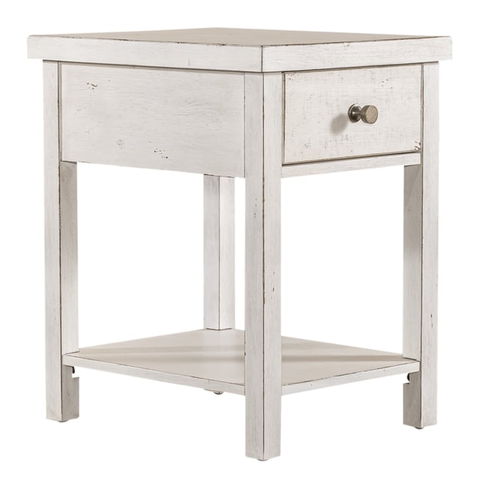 Liberty Modern Farmhouse White Drawer Chair Side Table LBRT-406W-OT1023