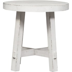 Liberty Modern Farmhouse White Splay Leg Round End Table