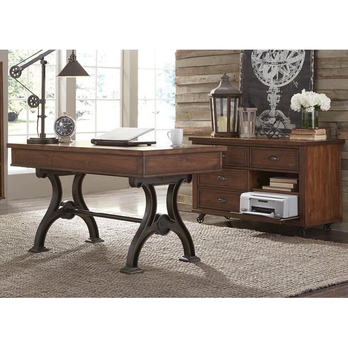 Liberty Arlington House Brown 2pc Writing Desk And Credenza Set LBRT-411-HO-CDS