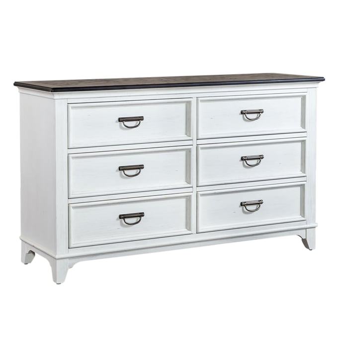 Liberty Allyson Park Wirebrushed White Charcoal 6 Drawers Dresser LBRT-417-BR30