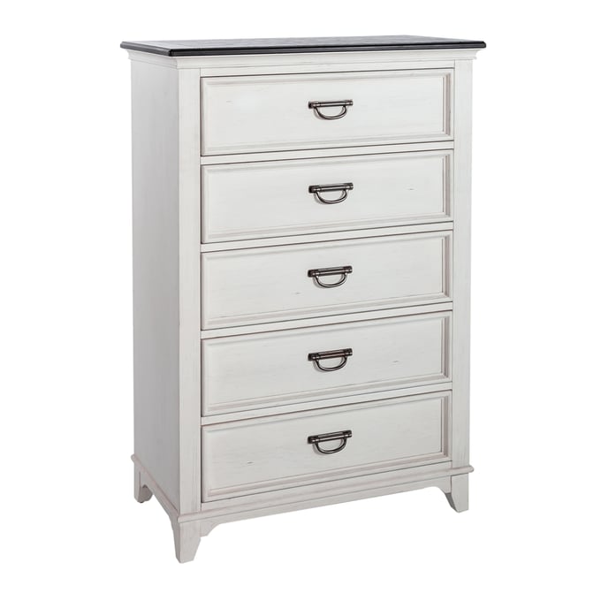 Liberty Allyson Park Wirebrushed White Charcoal 5 Drawers Chest LBRT-417-BR40