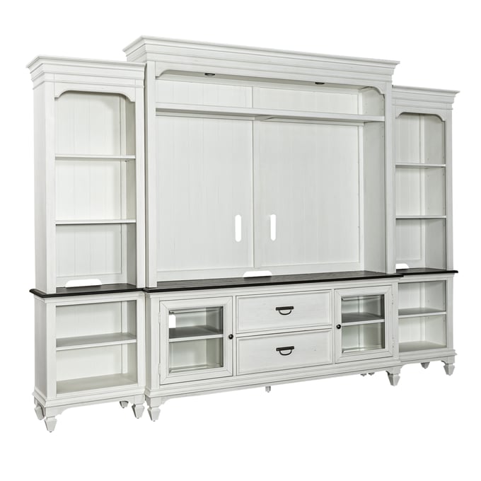 Liberty Allyson Park Wirebrushed White Charcoal Entertainment Center with Piers LBRT-417-ENT-ECP