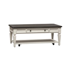 Liberty Allyson Park Wirebrushed White Rectangular Cocktail Table