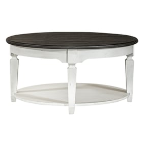 Liberty Allyson Park Wirebrushed White Charcoal Round Cocktail Table